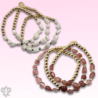 Quartz bead bracelet stack for wholesale by Pink Panache Brands