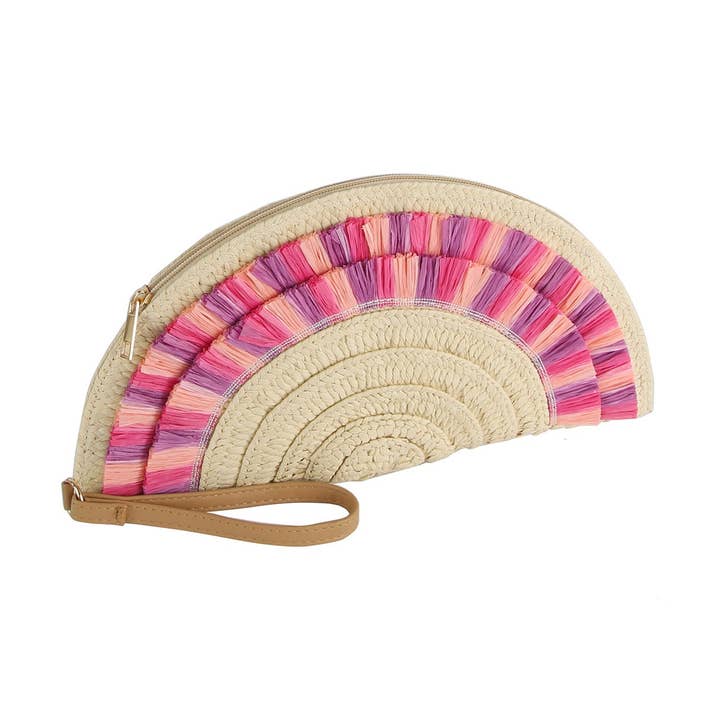 Ruched Straw Wristlet for wholesale by Handbag Factory Corp