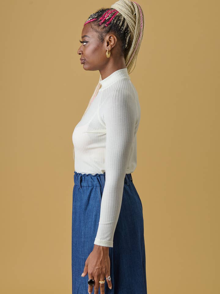 Barry Mock Neck Top - Ivory for wholesale by Alice Alexander