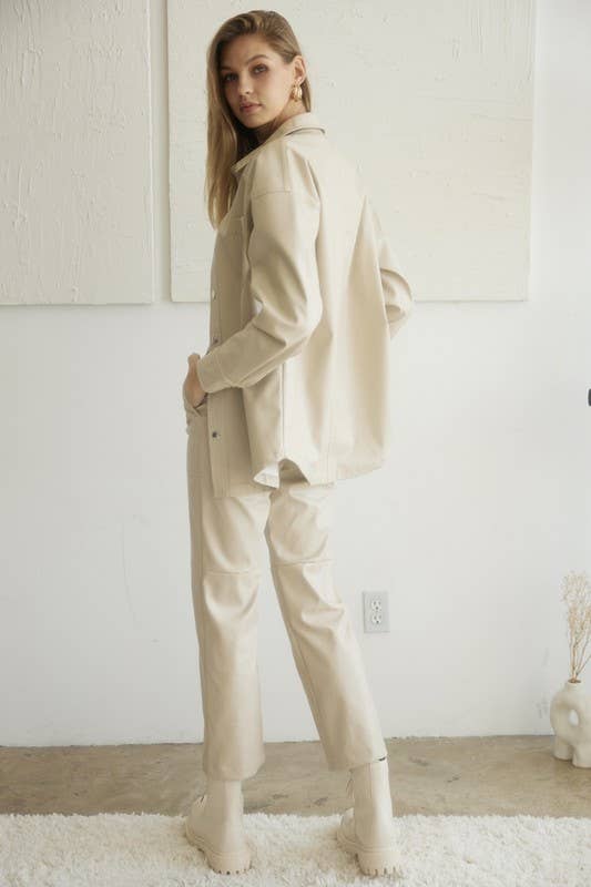 LATTE UP0491 High-Waisted Faux Leather Straight Pants  for wholesale on Faire6