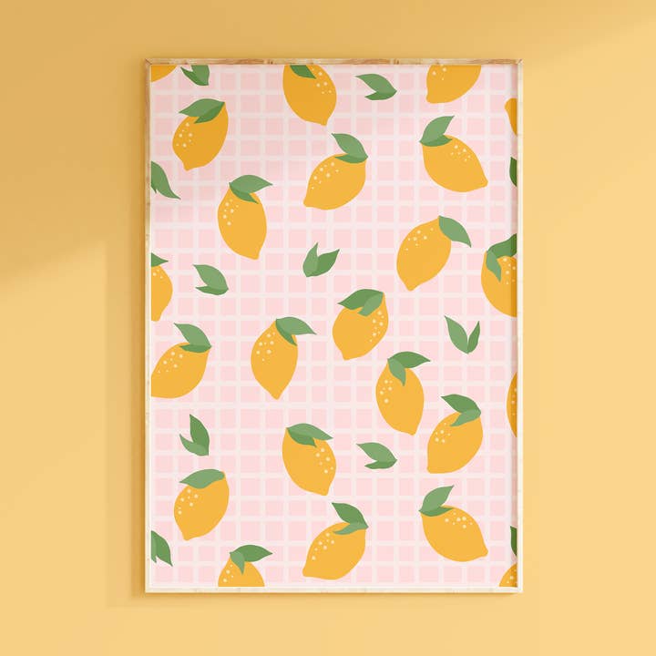 Lemon Print - Cute Kitchen Decor - Colourful Wall Art for wholesale by The Happy Badger