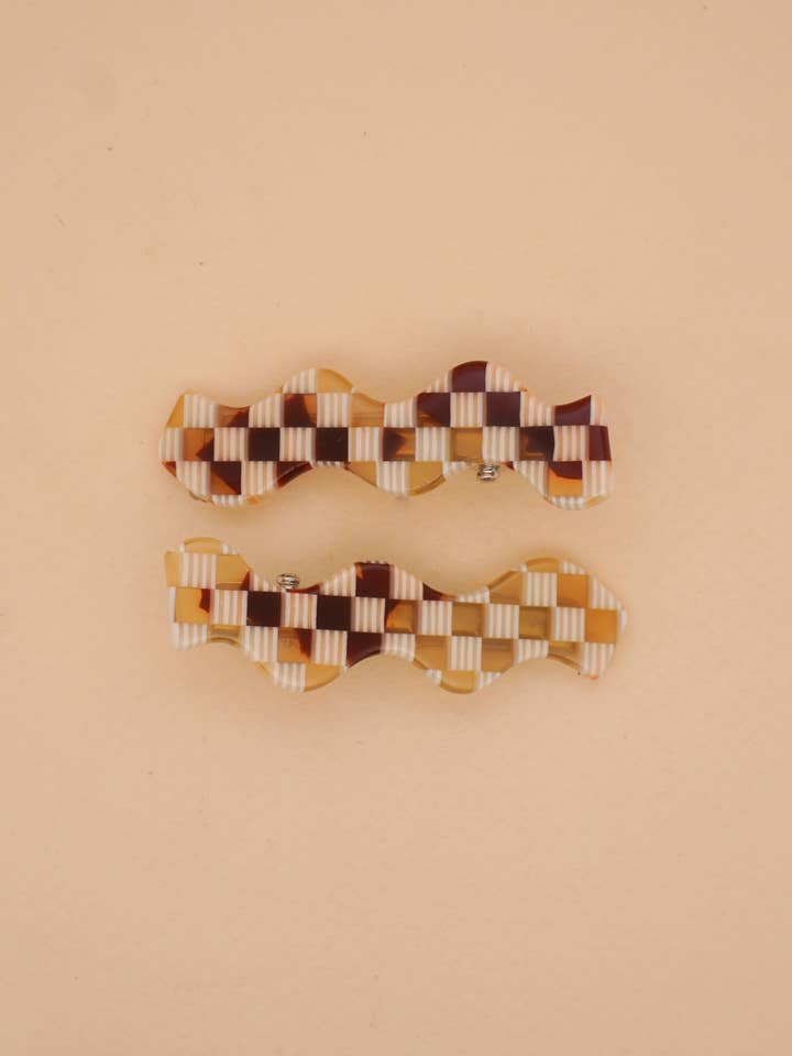 Squiggle Clips in Checkerboard for wholesale by Paulina Otero
