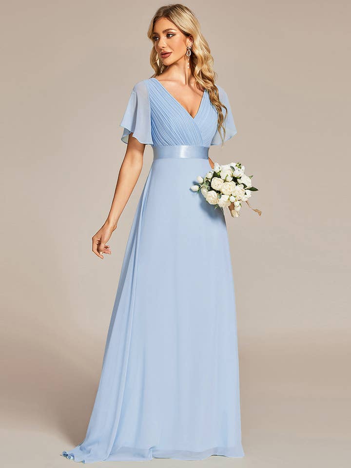 Ever-Pretty - Wholesale Gown – Women's - Double V-Neck Ruffles Chiffon Bridesmaid Dress47