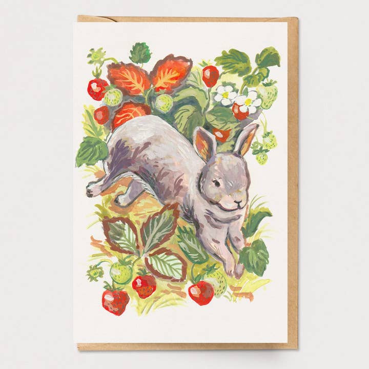 Erdbeer Kaninchen-Karte für den Großhandel von Ingrid Press