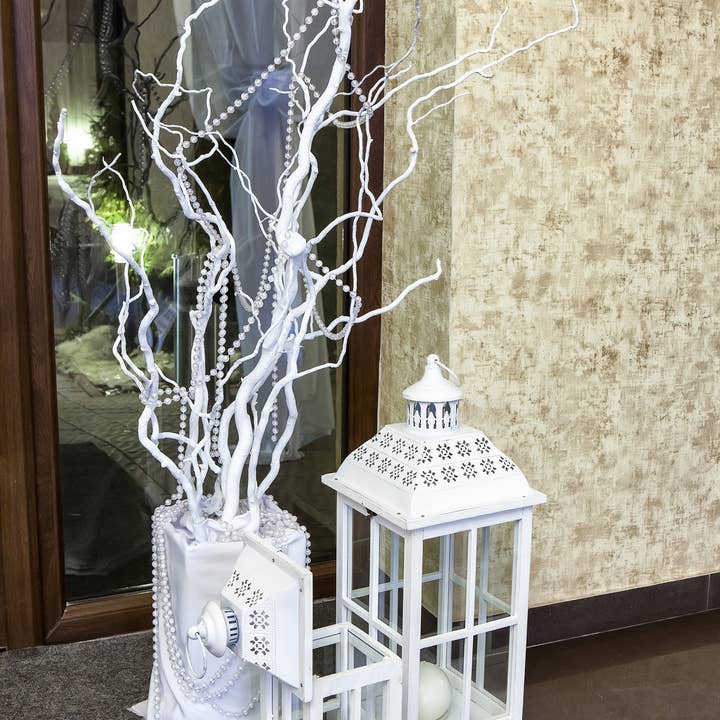 Willows and More - Wholesale Accent/Desk Lamp - 36"LED Lighted Curly Willow Branches in Pearl White with 8 Function Remote