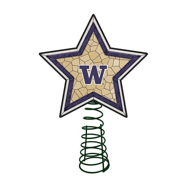 Mosaic Art Glass Tree Topper, Washington Huskies for wholesale by The Memory Company