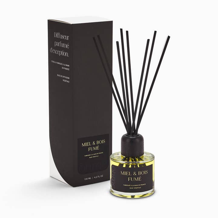 Diffuseur à bâtonnets Miel & Bois fumé | Base de diffusion végétale pour la vente par ōhme