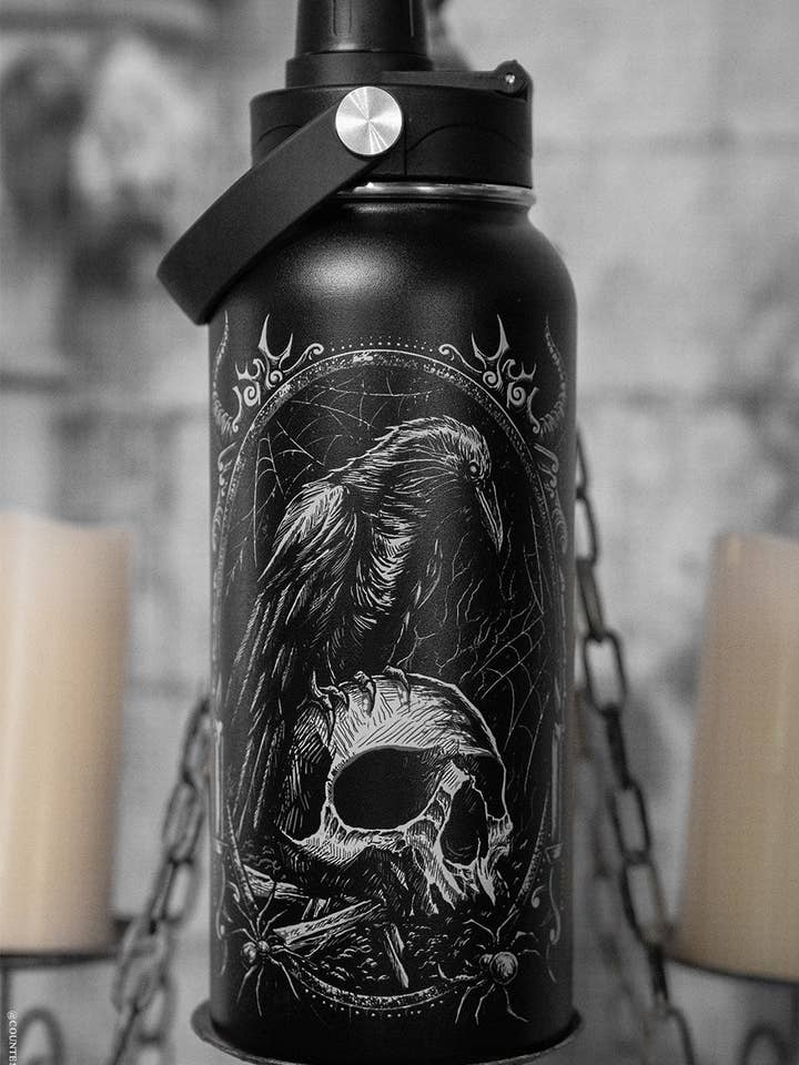 Death Raven 32 Oz Water Bottle for wholesale by vampirefreaks