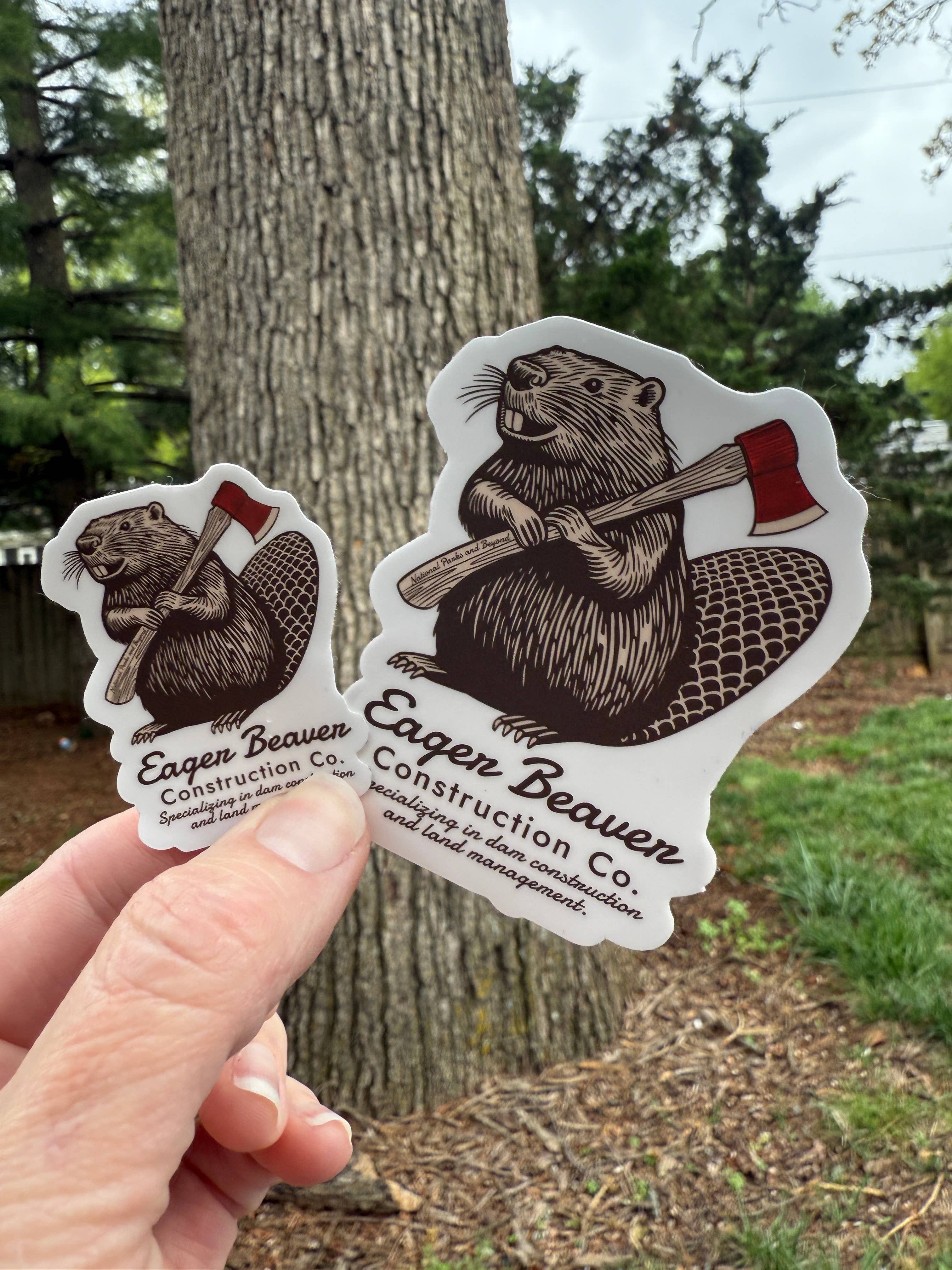 National Parks and Beyond - Wholesale Sticker - Eager Beaver Construction Company  3" Vinyl Sticker1
