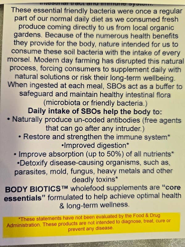 BODY BIOTICS INTL - Vendita all'ingrosso Vitamine/integratori orali - Miscela Super Probiotica3