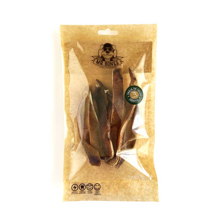 Mr.Bones - Natural Pet Products – snacks e guloseimas - Cão por atacado – Orelha de porco ibérico em tiras - Snack natural para cães