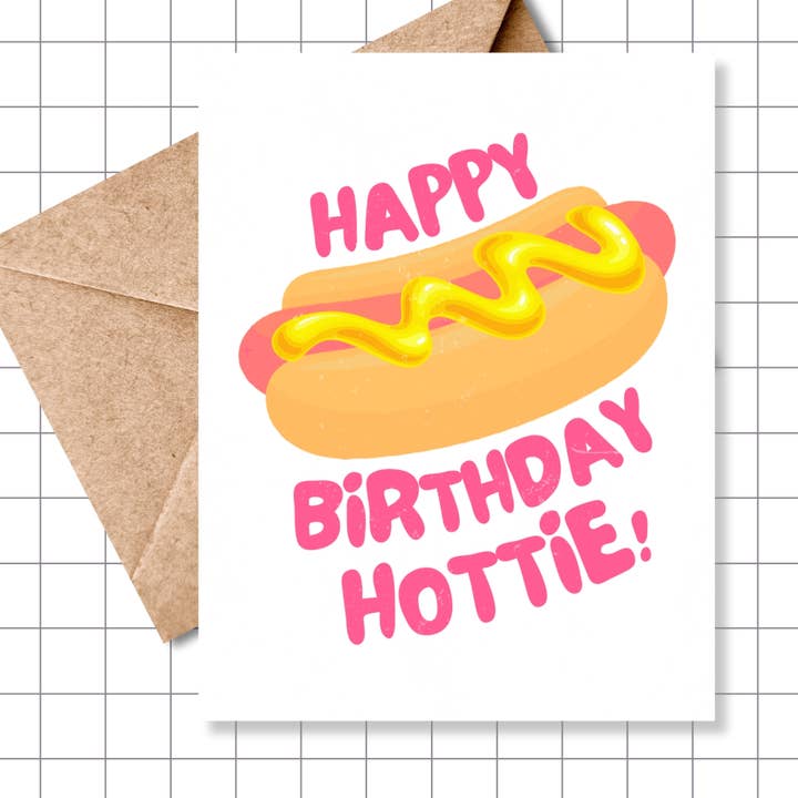 ¡Feliz cumpleaños, bombón! | Tarjeta divertida de perrito caliente para venta al por mayor de Motel Paper Los Angeles