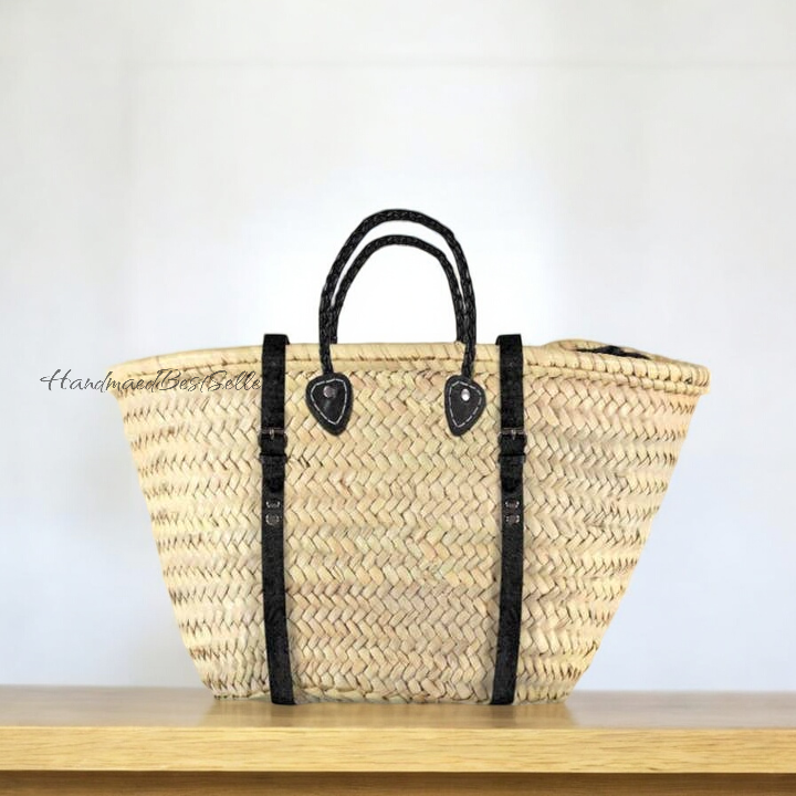 HandmadeBestSeller - Wholesale Basket - Straw Backpack Tote, Shopping Basket with Leather Straps2