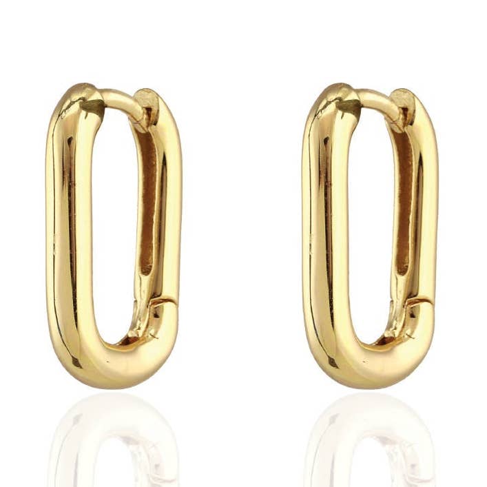 Ovale Huggie-Creolen 18K Gold Vermeil Scharnier-Verschluss Nickelfrei Hypoallergen Versand aus CA für den Großhandel von Kris Nations