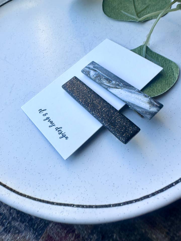 Glitter Nights Rectangle Hair Clips (2 Clip Set) for wholesale by El & Gray Design