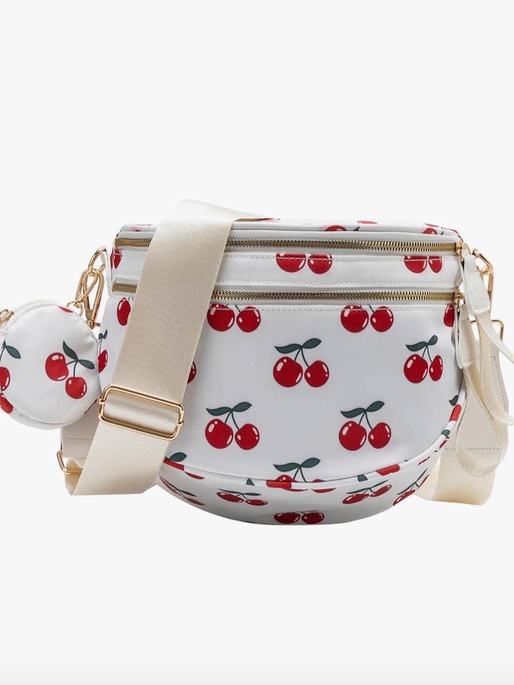 Sweeter Than Cherries Crossbody Crescent Bag for wholesale by Neon Spur LLC