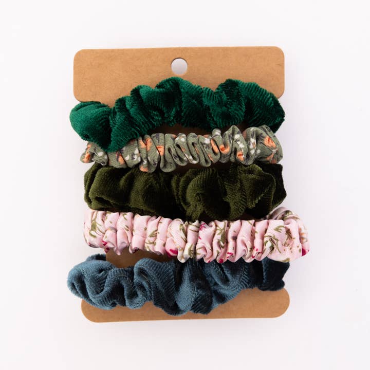 Leto Accessories – Großhandel Haargummi – Damen – Haargummis mit herbstlichem Blumenmuster, verschiedene Haargummis