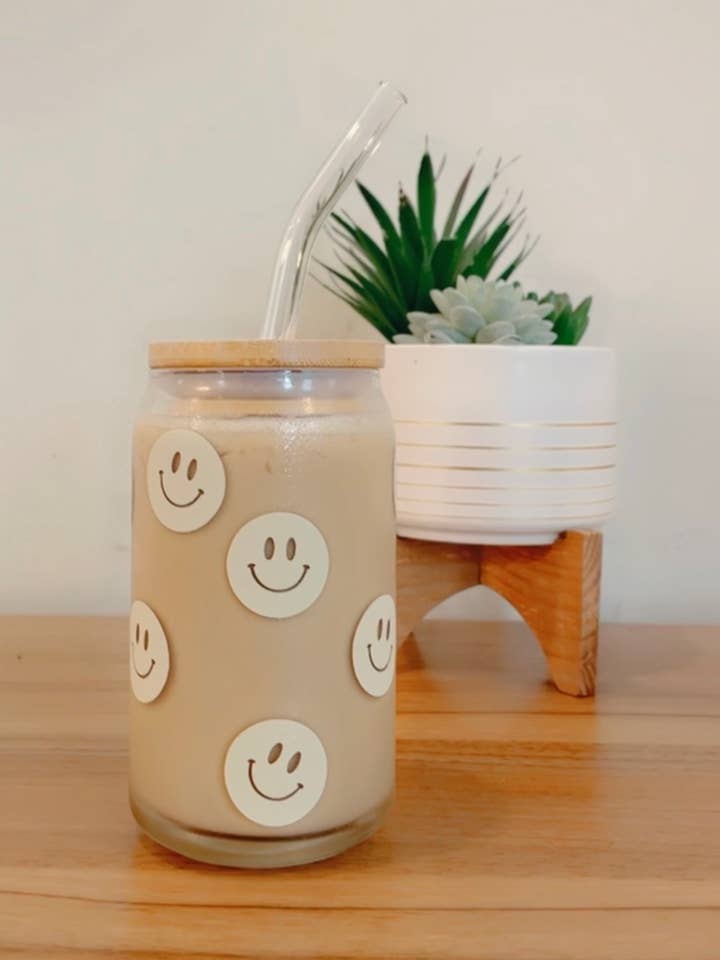 Smiley face beer glass can, Beer glass can, Smiley face cup, for wholesale by Pink pretty designs