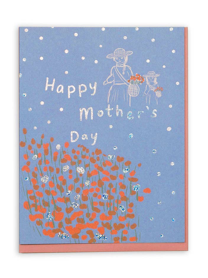 Mother's Day Picking Flowers Card for wholesale by Small Adventure