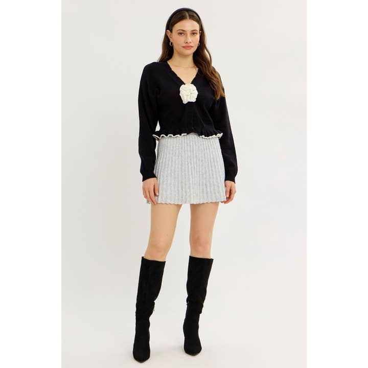 idem ditto - Wholesale Skirt - Women's - FLIRTY ESSENTIAL PLEATED SWEATER MINI SKIRT6