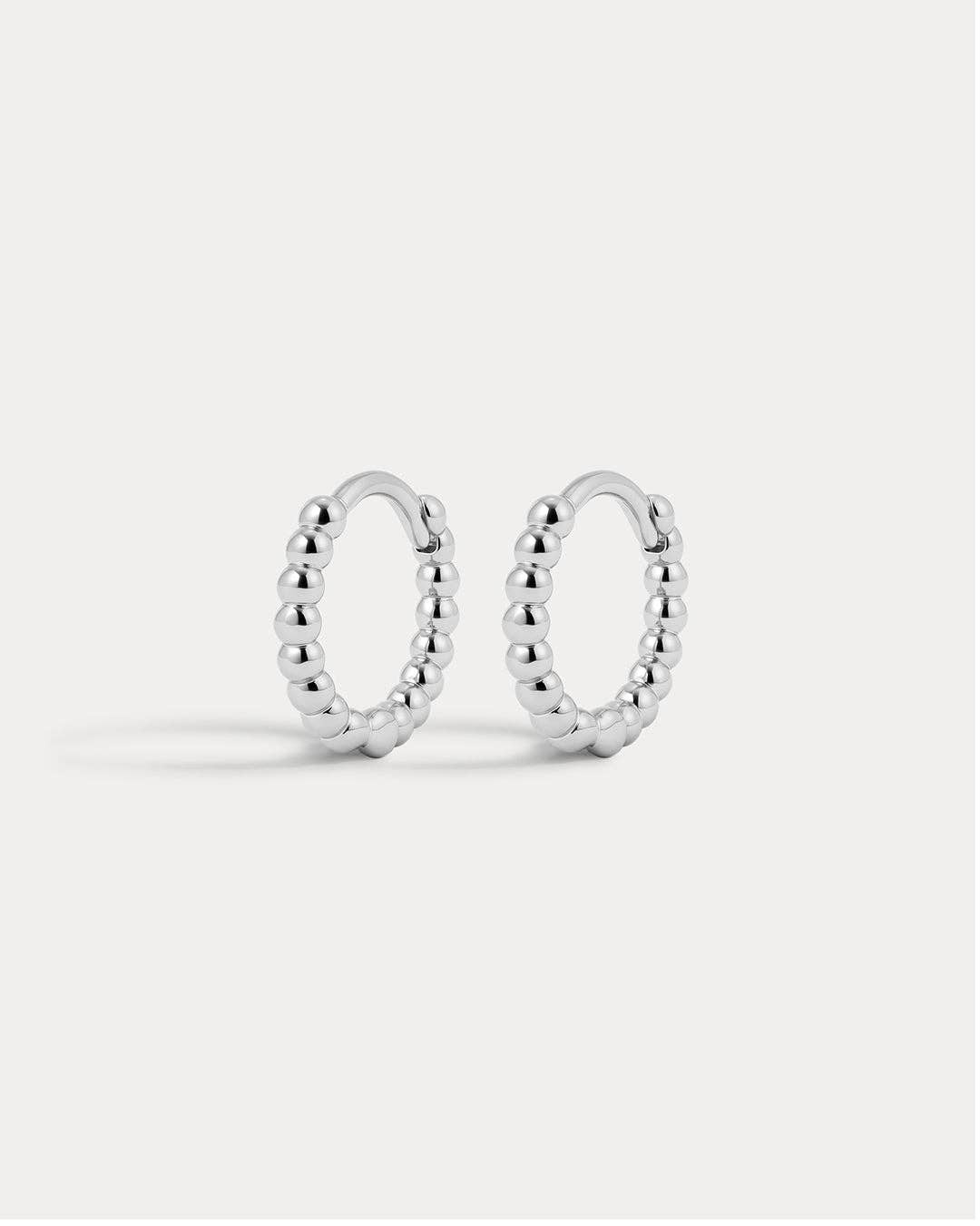Luv AJ - Wholesale Huggie Earrings - Mini Continuous Beaded Huggies- Silver (Ships Late January)0
