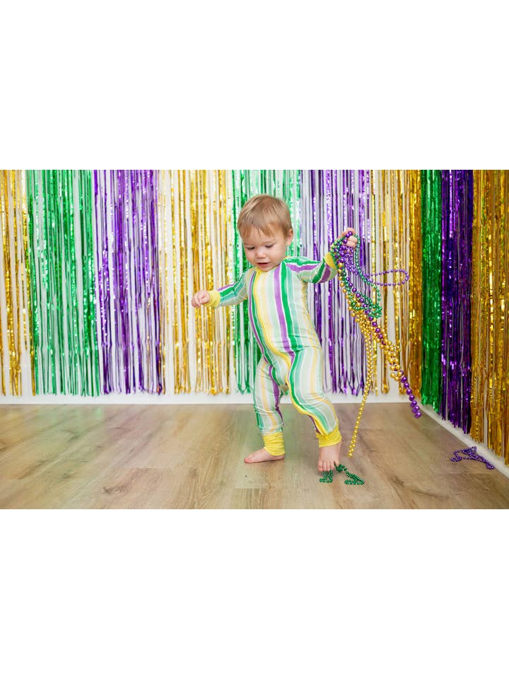 Sweet Bay Clothing - Wholesale Jumpsuit - Baby - Mardi Gras Stripes Zipper Onesie