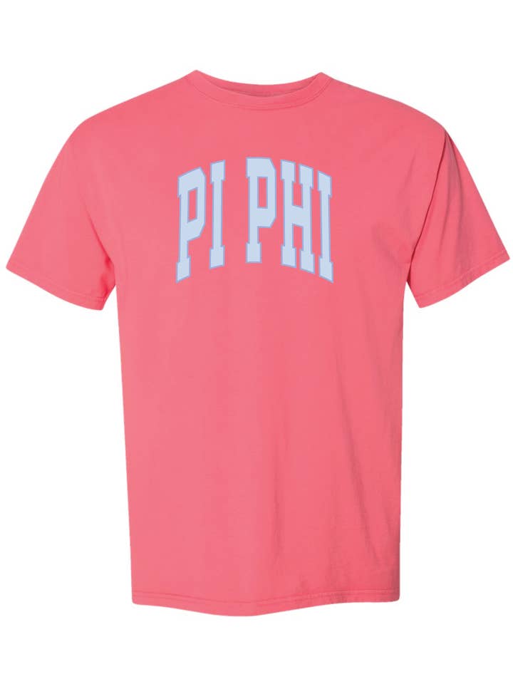 Swag - Wholesale Screen Printed T-Shirt - Unisex - Pi Phi Varsity Letters Tshirt2