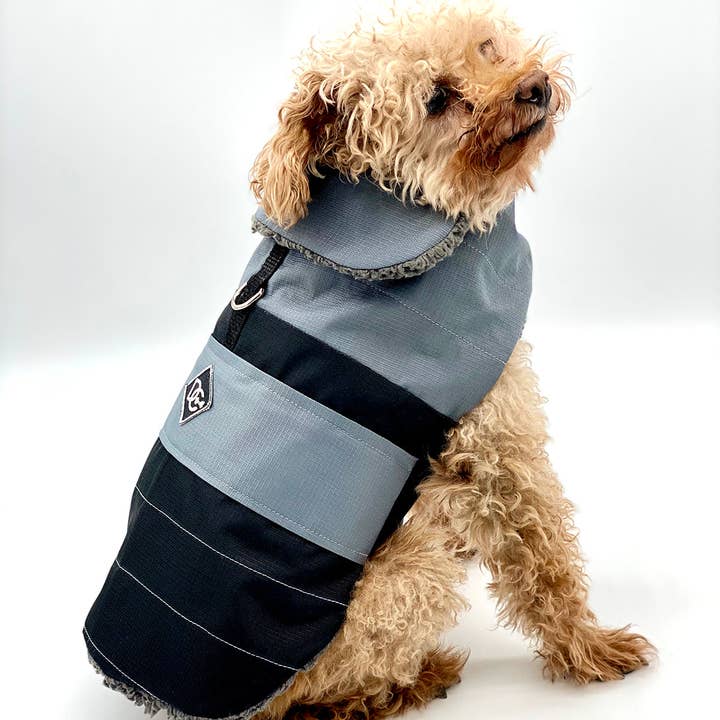 DoggieCoutureNY Water Resistant Gray & Black Coat for wholesale by DoggieCoutureNY