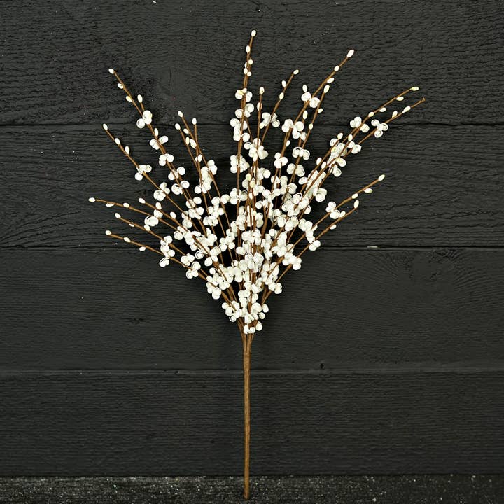Holiday Depot Inc. - Wholesale Artificial Flowers - 35491- 20in Curly Q and Pip Berry Bush-Cream