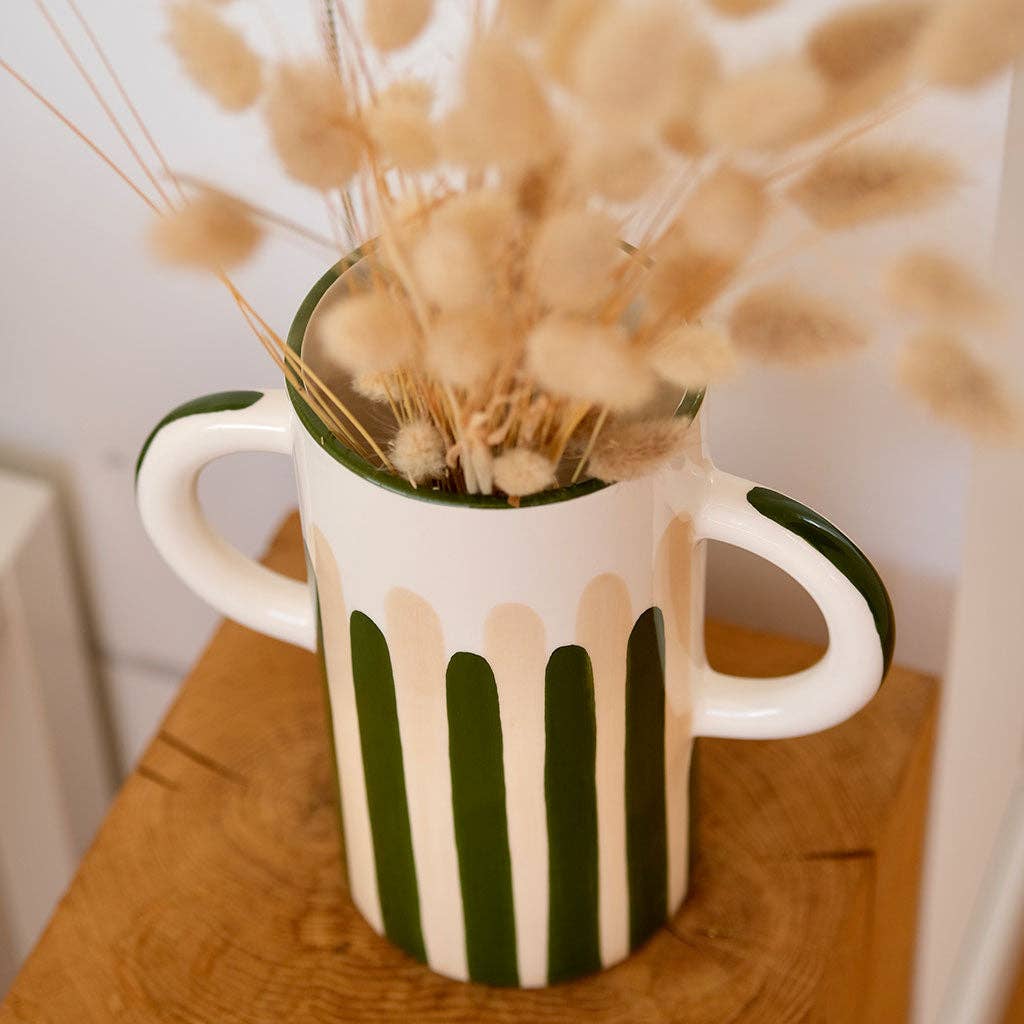 Oustao - Wholesale Vase - Mediterranea ceramic vase - Green/beige stripes2