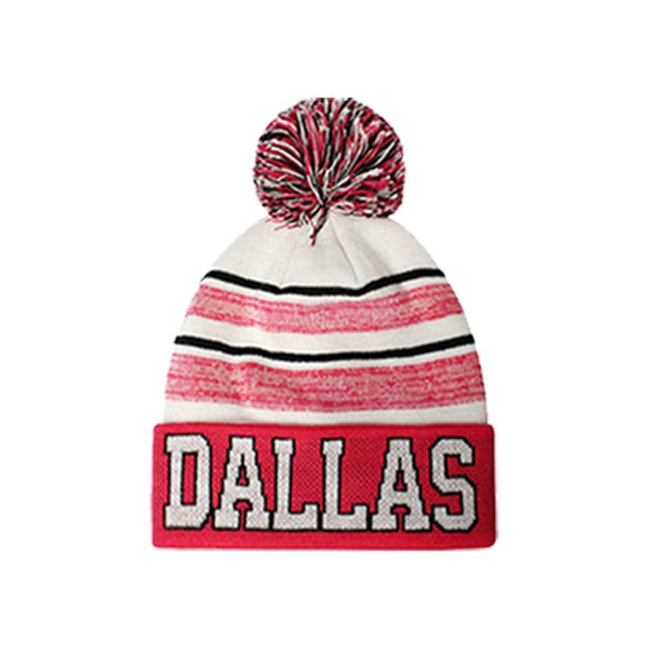 ChoKoLids - Wholesale Beanie - Unisex - US Sports Team City Winter Knit Pom Pom Striped Beanies Hats