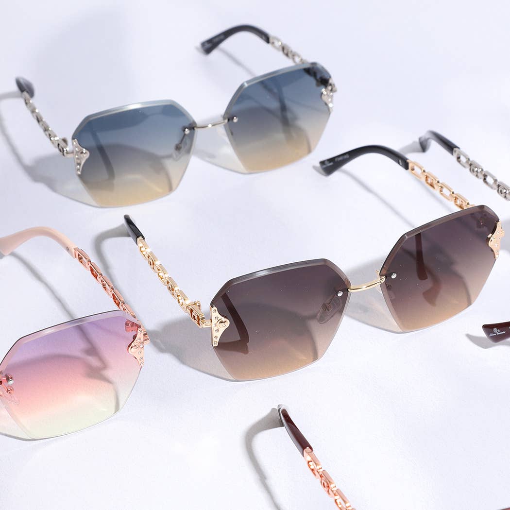  ASSORTED COLOR Hexagon Lenses Linked Design Legs Sunglasses for wholesale on Faire7