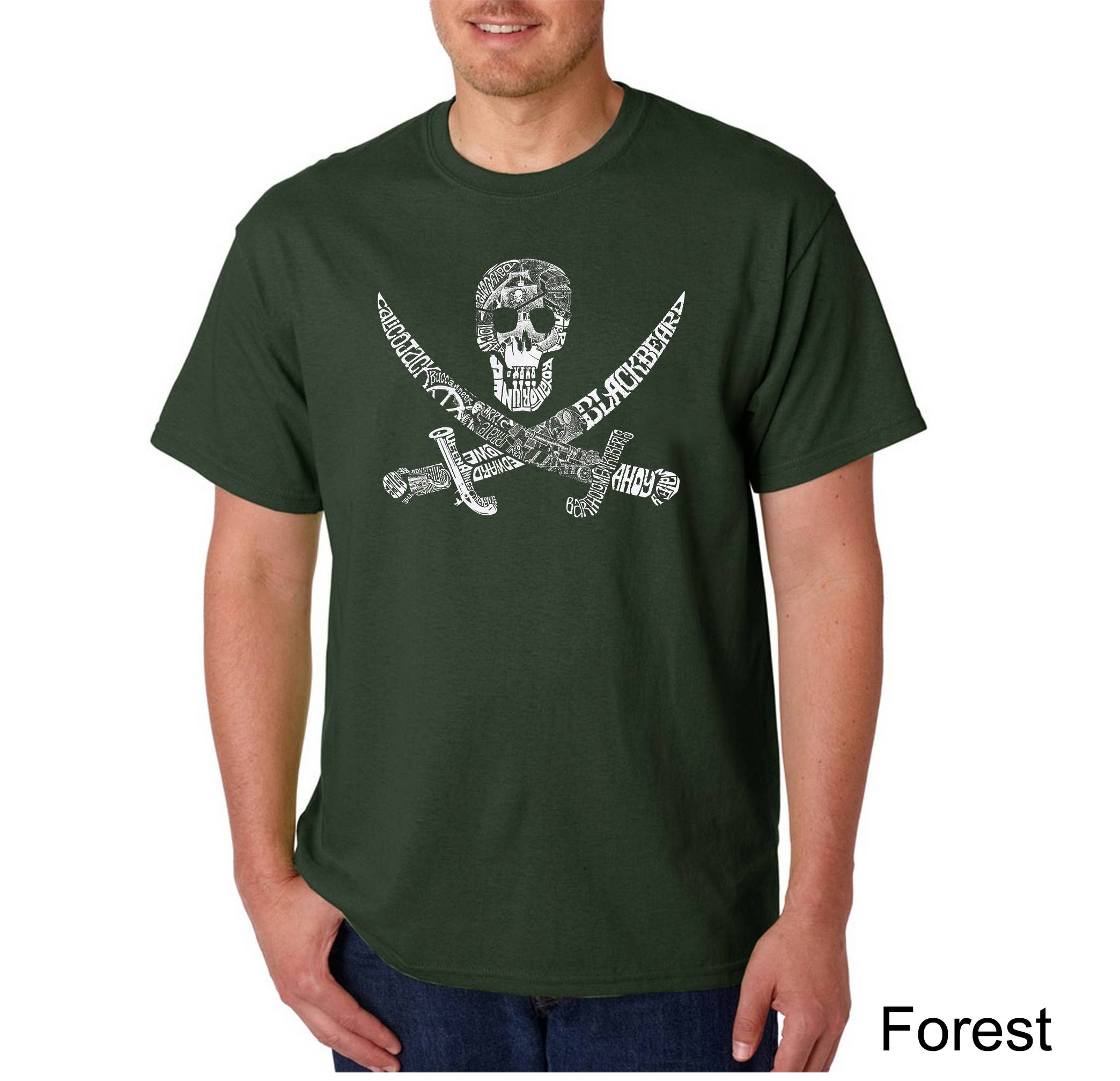 LA Pop Art - Vendita all'ingrosso Maglietta serigrafata - Uomo - Maglietta Word Art da uomo LA Pop Art - PIRATE CAPTAINS SHIPS3