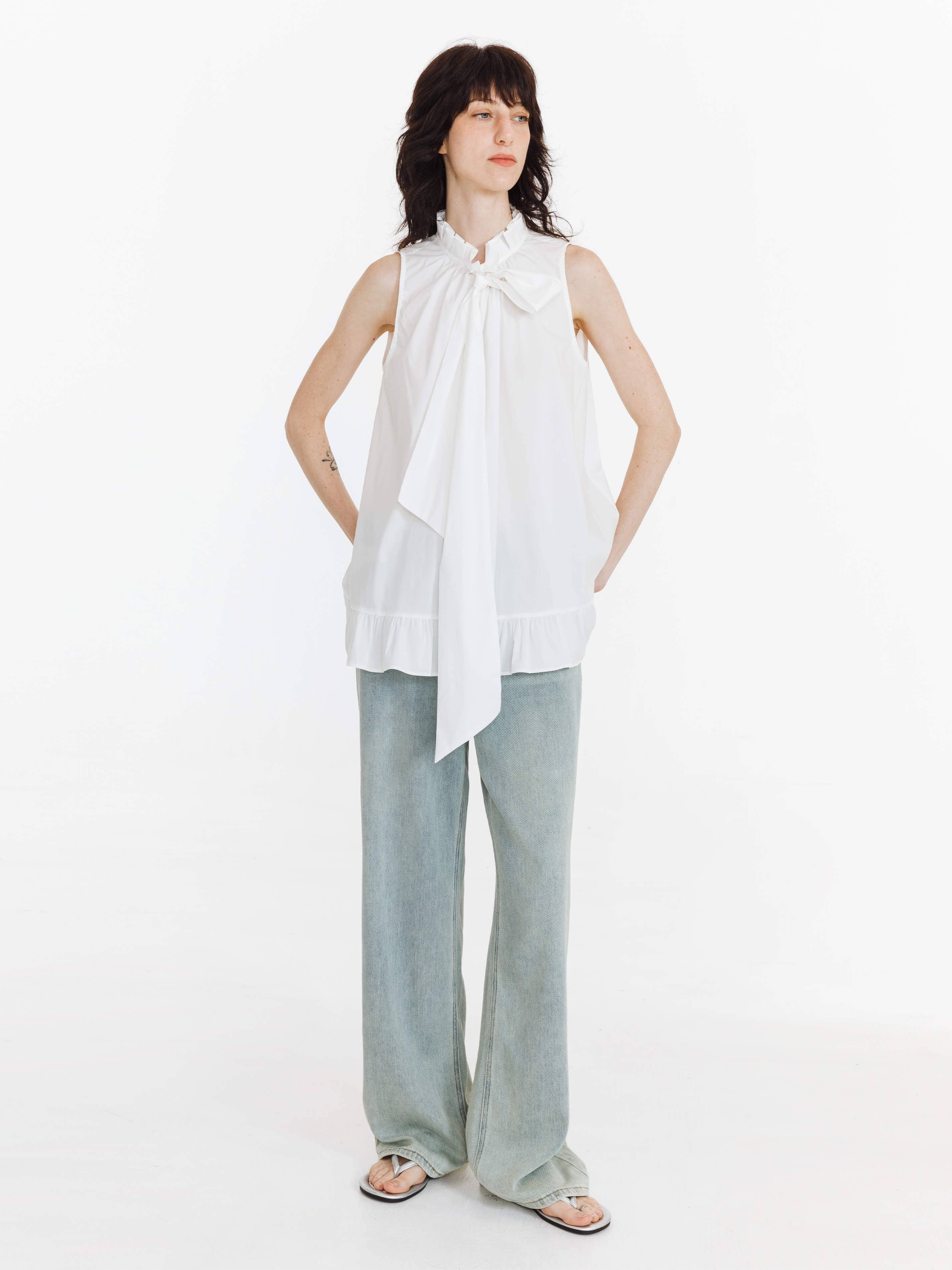 CUBIC - Wholesale Blouse - Women's - Ruffle Stand Collar Tie A-line Tank Top13