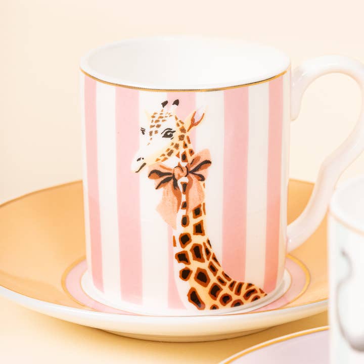 Yvonne Ellen - Wholesale Coffee/Tea Cup - Yvonne Ellen Animal Espresso Cup & Saucers, Set of 2