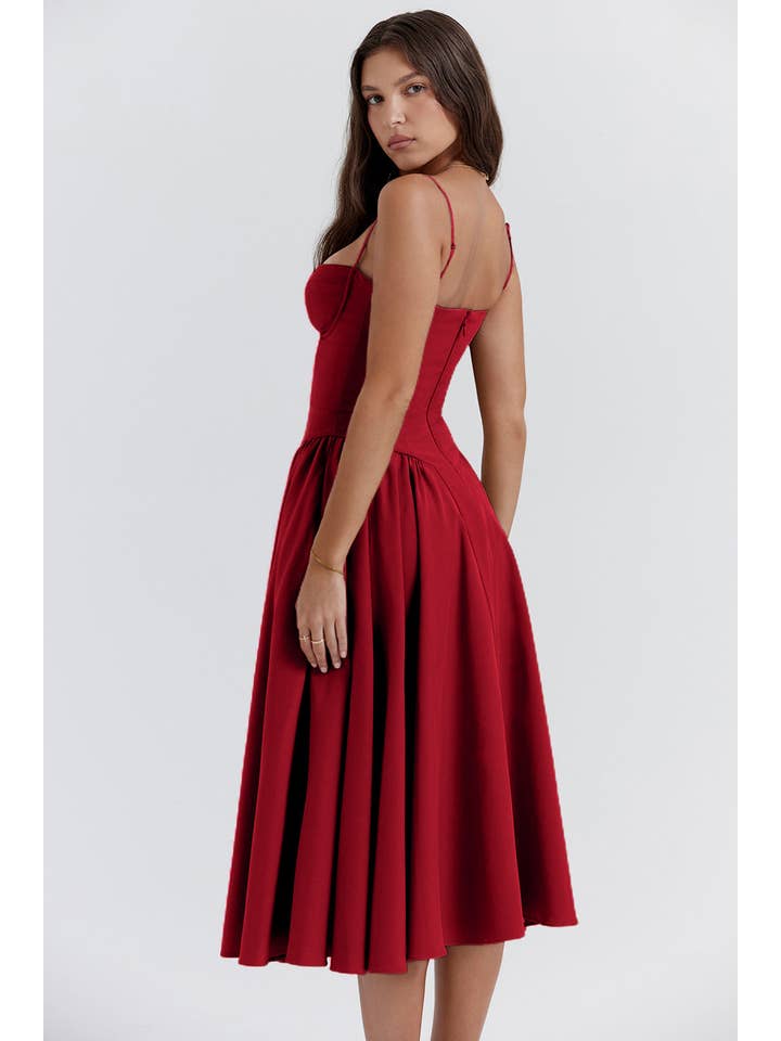 Sweetkama - Wholesale Dress - Women's - String Shoulder Solid & Floral Ladies Dress 255286