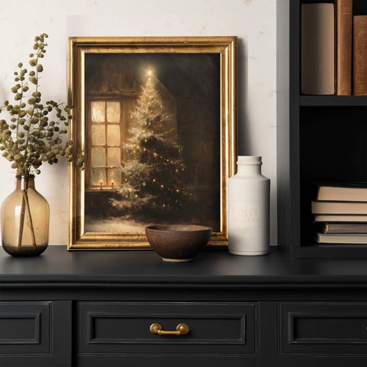 Paper House Print Shop - Vendita all'ingrosso Stampa artistica - Antico albero di Natale con stampa artistica su finestra