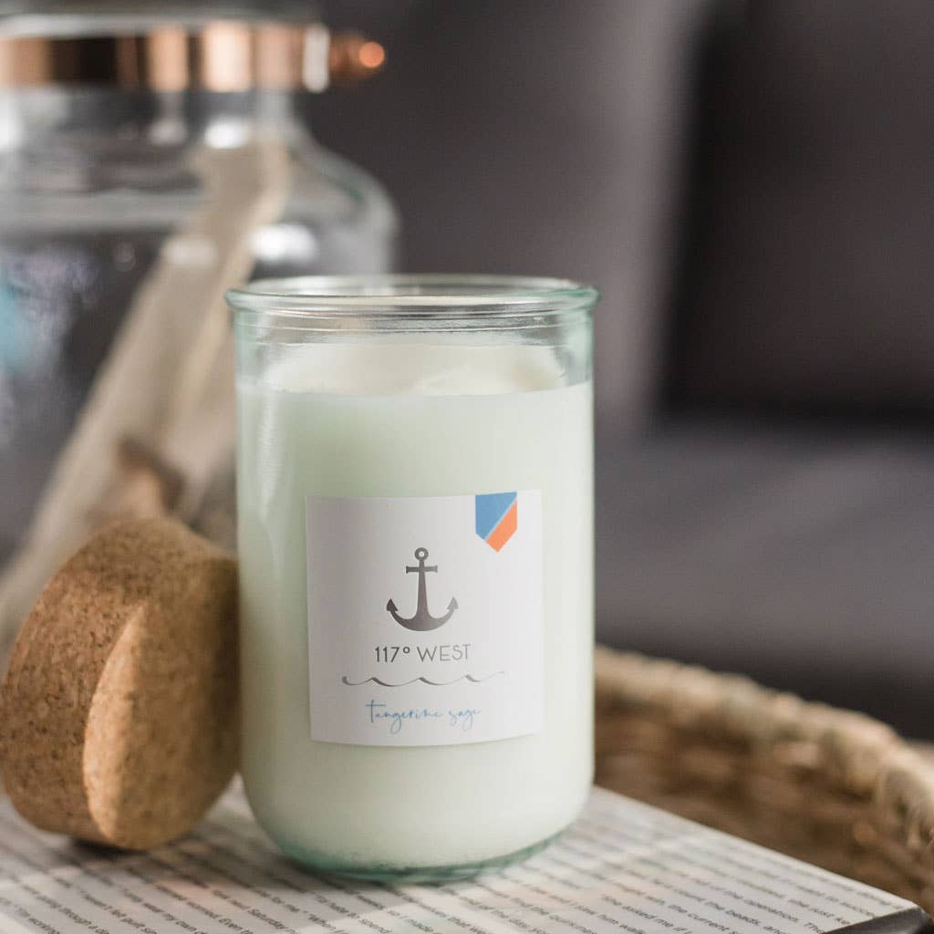117º WEST by San Diego Natural Soap Company - Wholesale Jar/Filled Candle - 117º West Coconut Soy Candle in Recycled Glass8