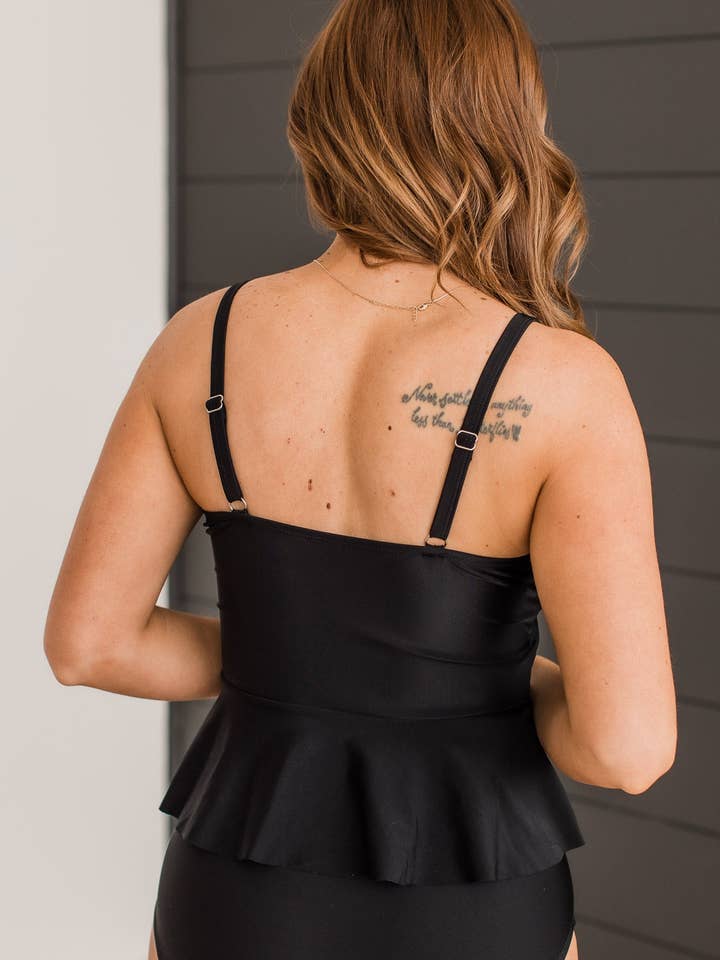 Mack and Mal – Top de biquíni - Mulher por atacado – Camisinha Ocean Breeze Peplum Tankini - Preto4