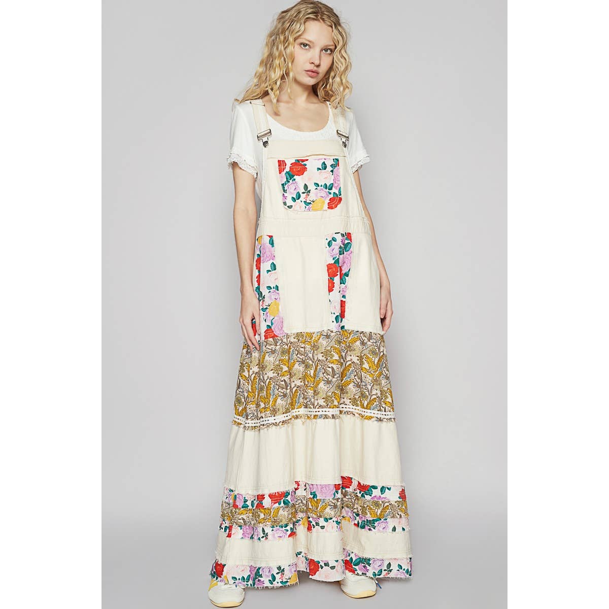 Pol Clothing - Wholesale Dress - Women's - Vintage Washed Front Pocket Floral Contrast Dress3