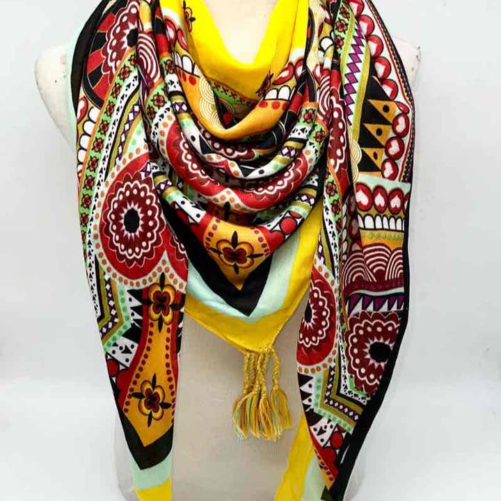 LINETA – Engroshandel Tørklæde - Dame – Store firkantede tørklæder med kvaster3