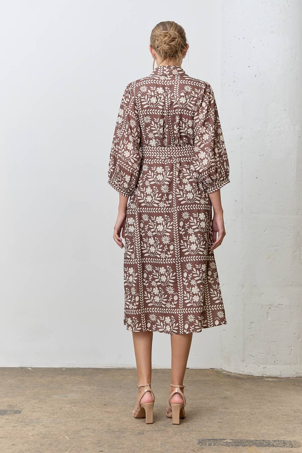 Polagram by Wellmade USA - Wholesale Dress - Women's - BORDER FLORAL PRINT SHIRT DRESS4