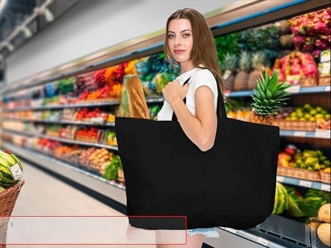 Alo Organic International - Wholesale Tote Bag - Unisex - Extra Large Canvas Tote Bag - Carry Loom, Grocery Black Bag.4