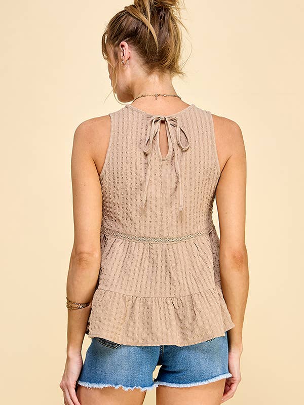 Heart & Hips - Wholesale Blouse - Women's - WK50480 - BABYDOLL TIER BUBLLE WOVEN TOP WITH TIE BACK18