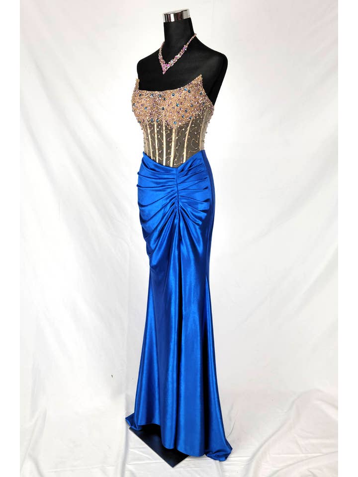 Chicas - Vente Robe de soirée – femme - Robe bustier en satin avec corset à perles et sequins C83113