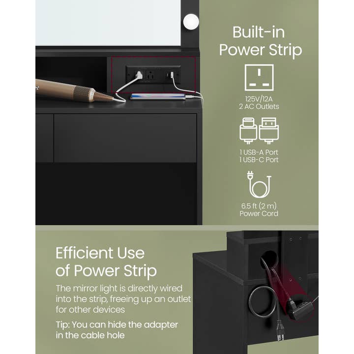 Coiffeuse - Table de Maquillage avec Miroir, Lumières & Tiroirs pour la vente par Greenwestons