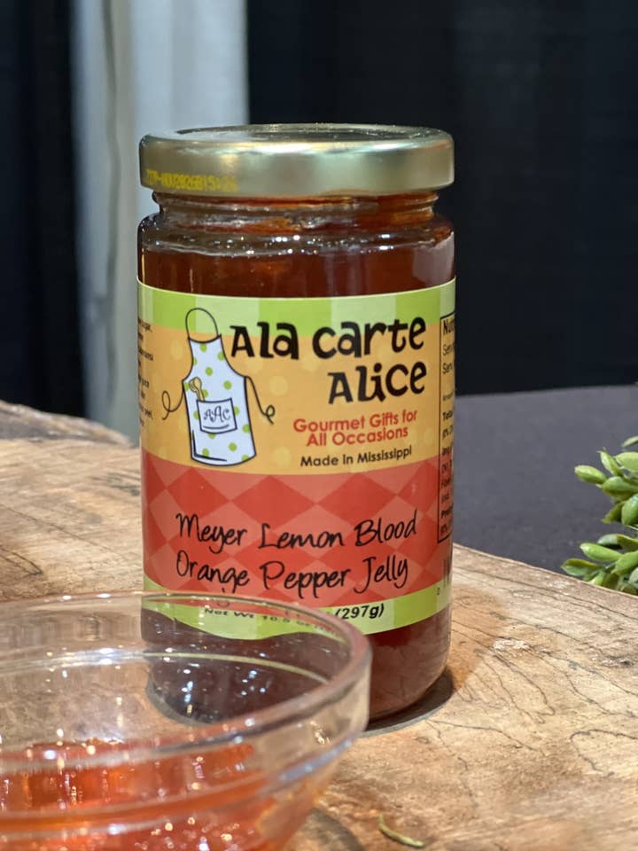 Meyer Lemon Blood Orange Pepper Jelly for wholesale by Ala Cart Alice