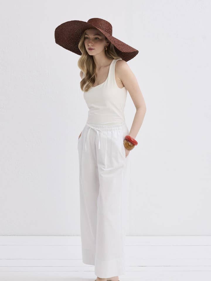 Pantalones Nicol con Detalle de Costura Ecru para venta al por mayor de Kadriye Baştürk