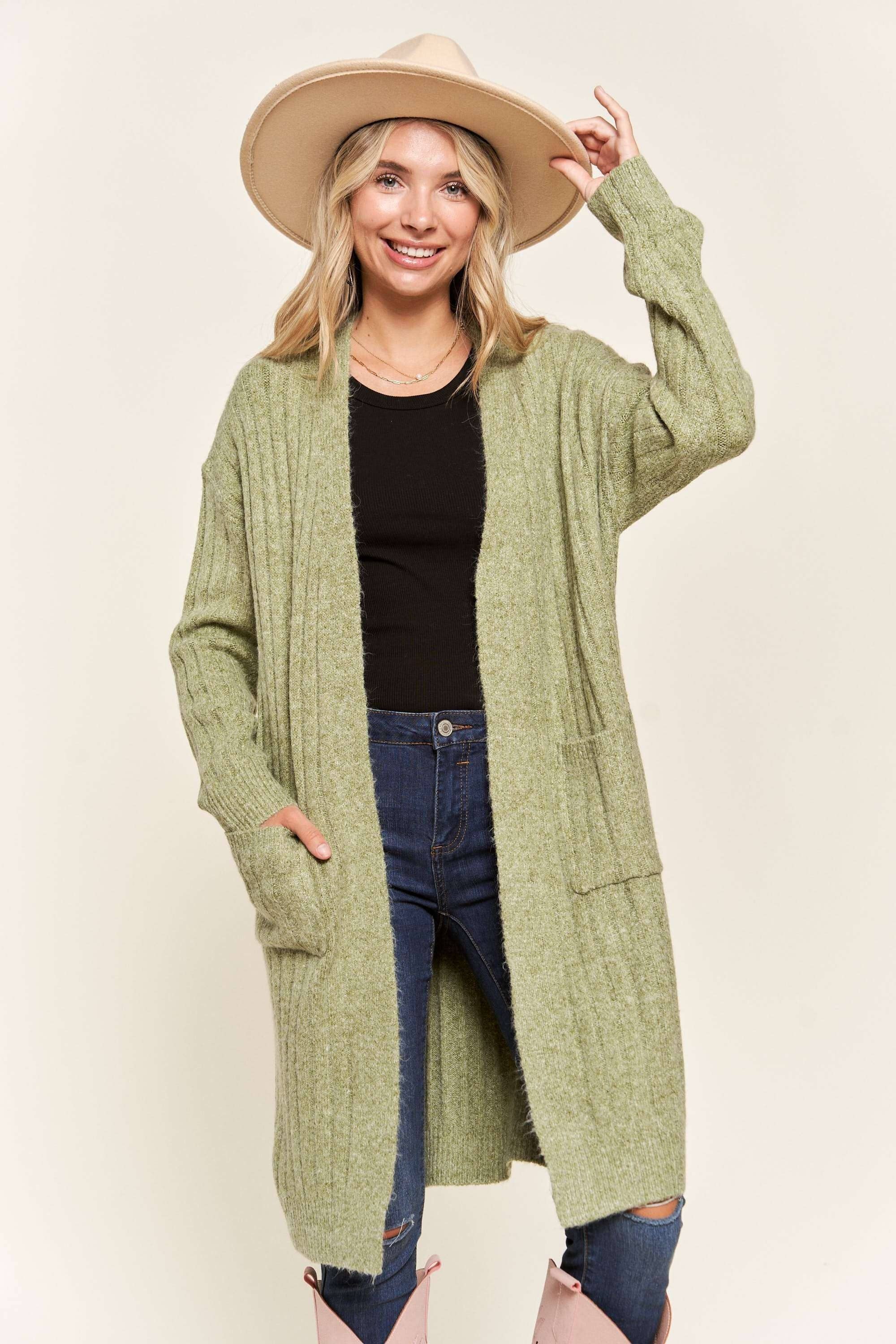 Madelyn - Wholesale Cardigan - Women's - LESW2616-CABLE KNIT OPEN CARDIGAN0