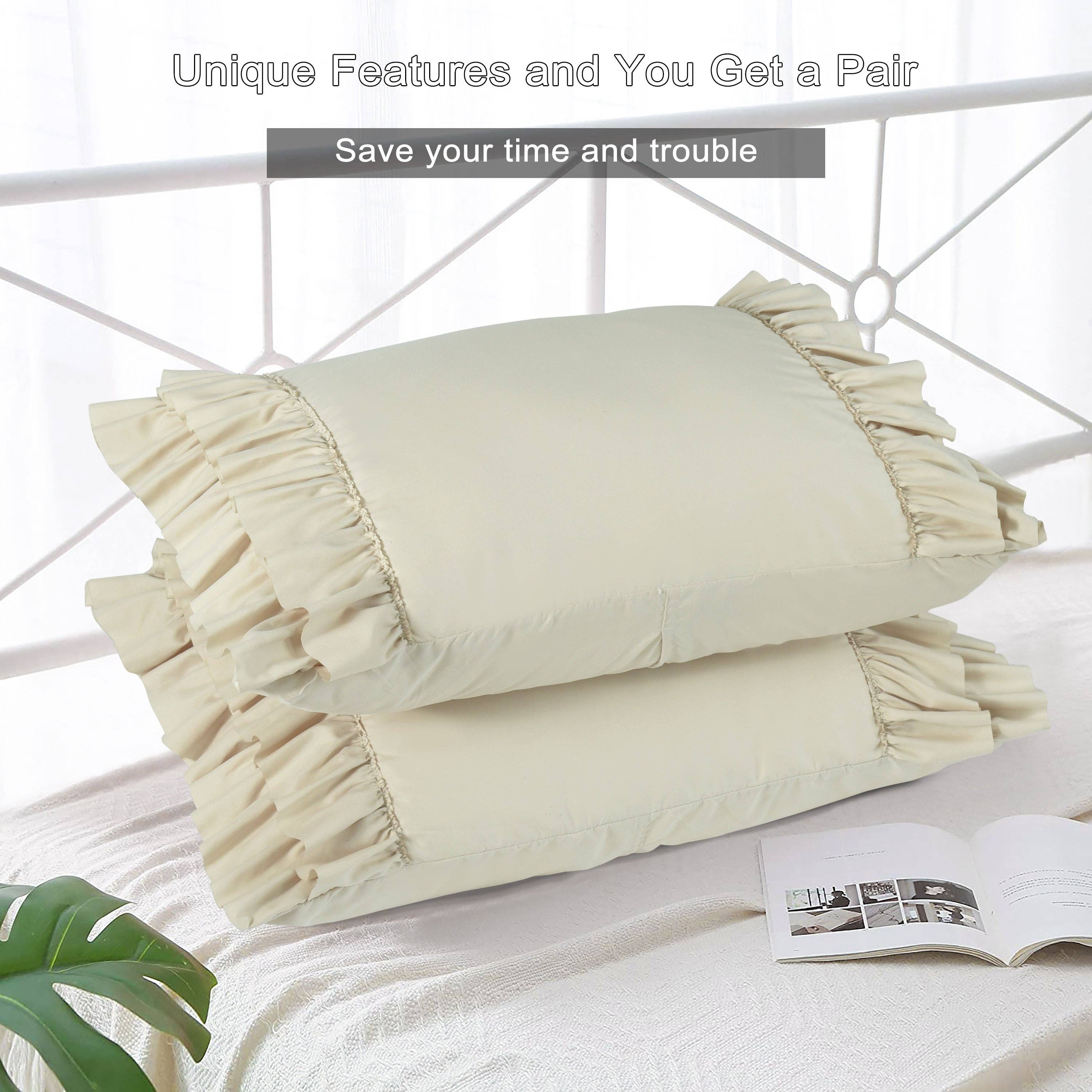 HIG - Wholesale Bedding Pillowcase/Sham - 2 Piece Handcraft Chic Ruffle French Country Style Pillow Shams12